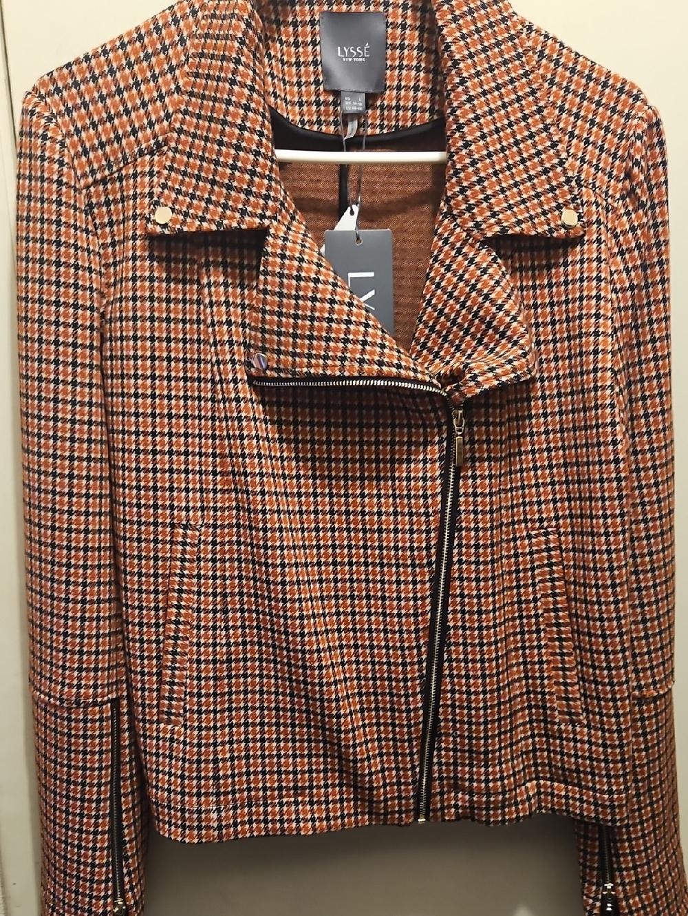 Lysse Orange Plaid Moto Jacket